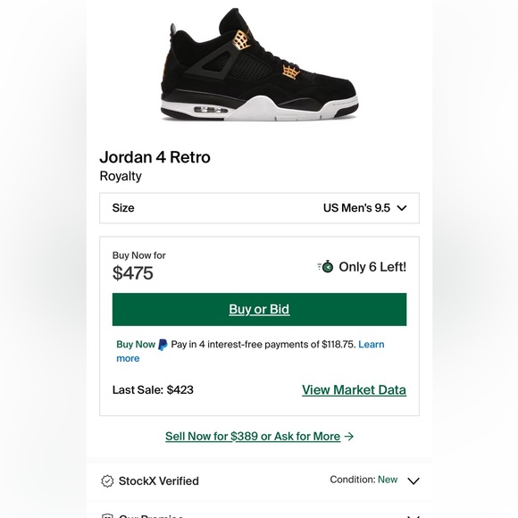 Jordan 4 Retro Royalty (size 9.5) - Picture 15 of 15